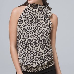 Black Saks Fifth Avenue LEOPARD-PRINT HALTER Sz XL